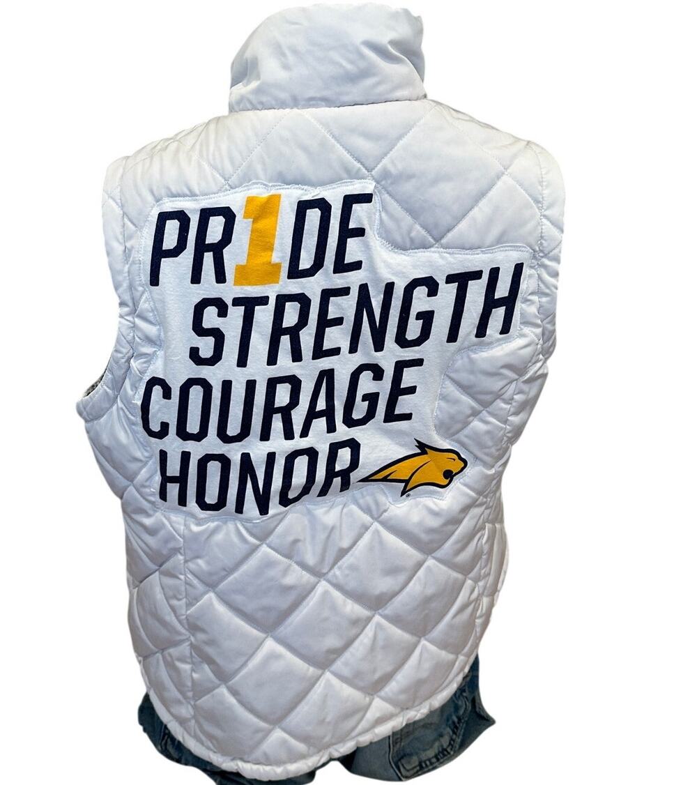 Montana State Bobcat Fleece Vest  XL Football Unique Tailgate MSU Oversize White